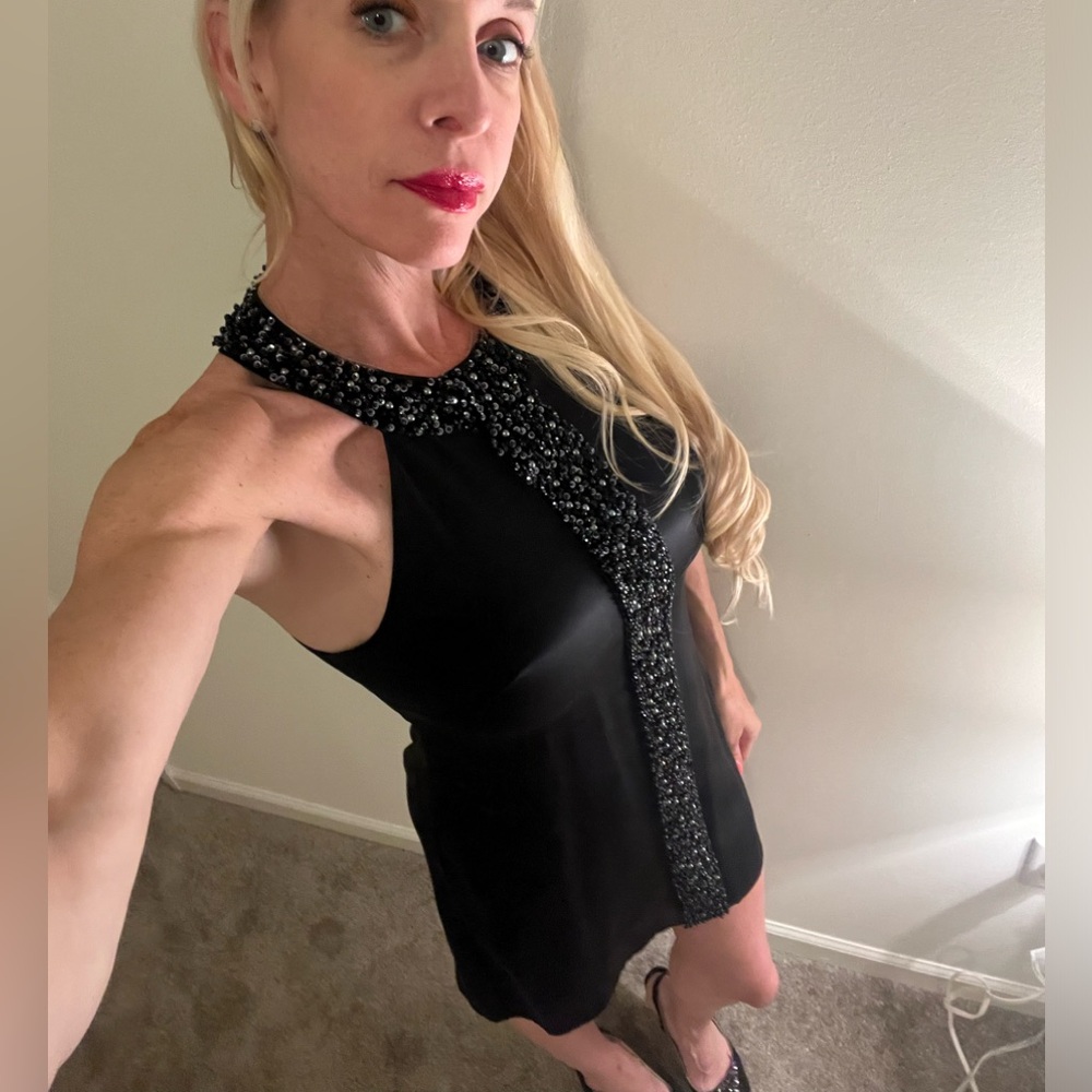 Black silk cocktail dress